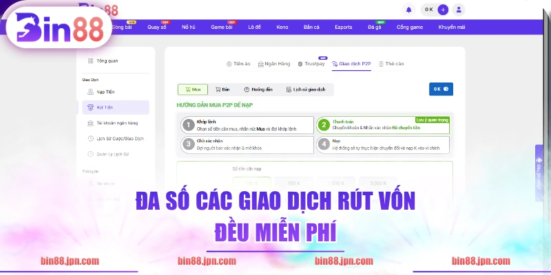Đa số các giao dịch rút vốn đều miễn phí